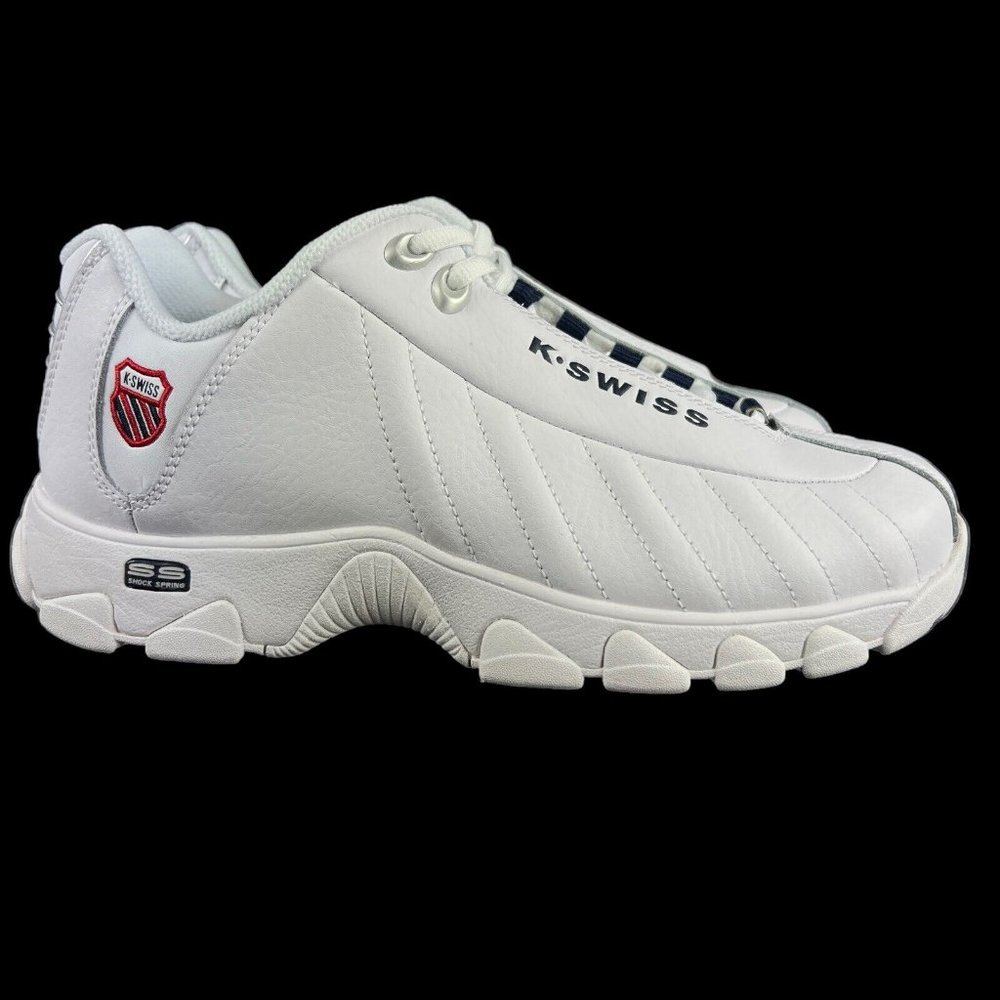 K-Swiss ST329 CMF White Navy Red Shoes Men's 03426-130 Sizes 8.5 - 14 EEE